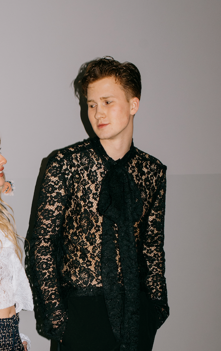 Tie Neck Lace Shirt