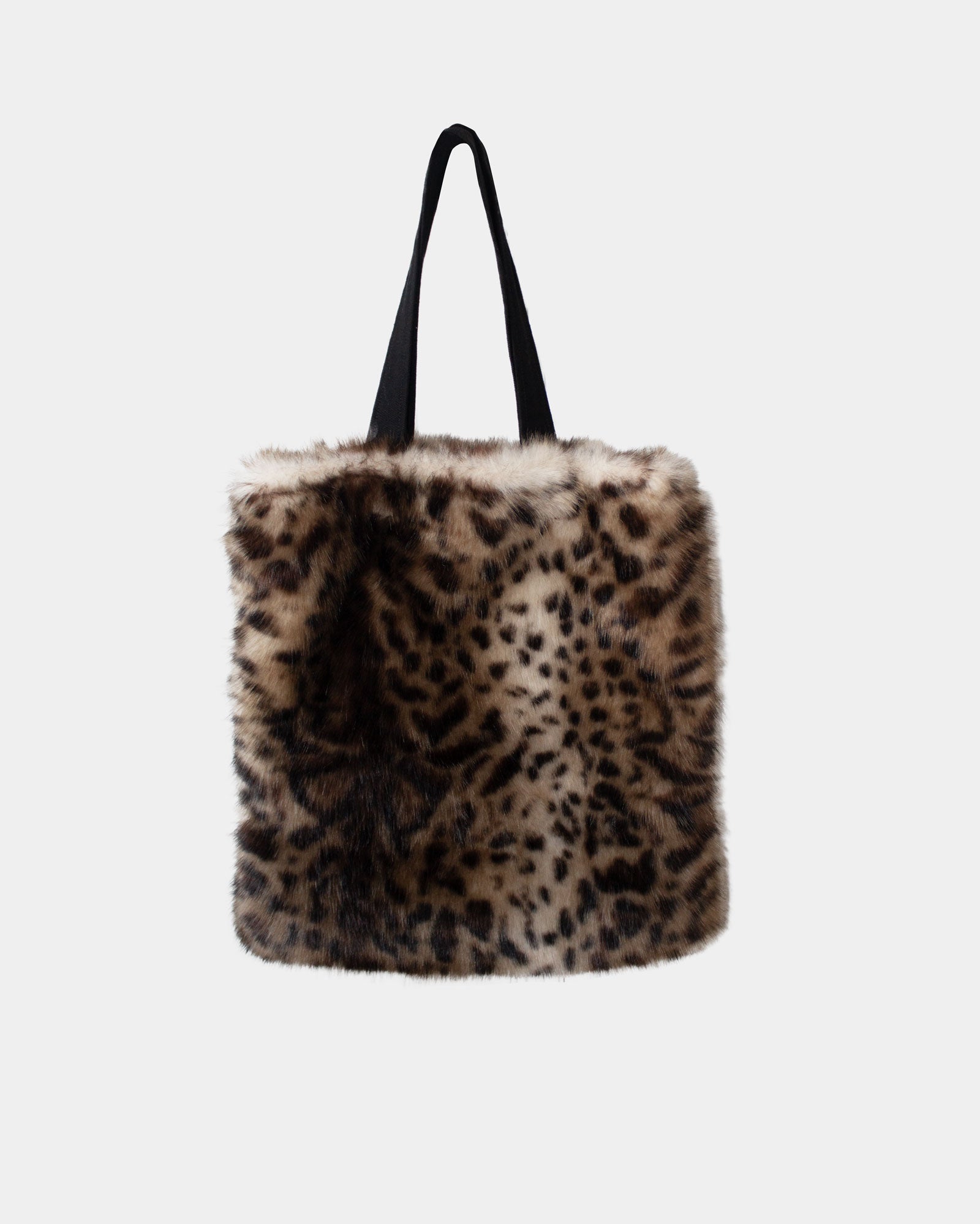 Grey Leopard Faux Fur Oversized Tote